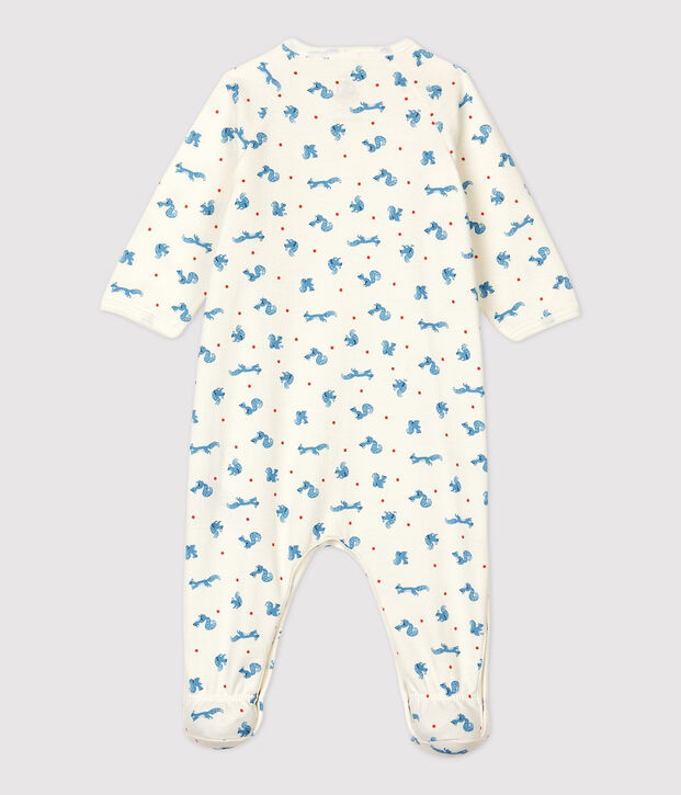 Babypyjama van biologische katoenen molton wit/oranje/multicouleur